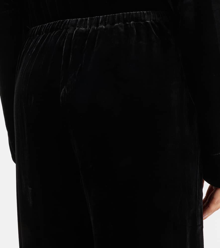 Asceno Austin Velvet Wide-leg Pants In Black