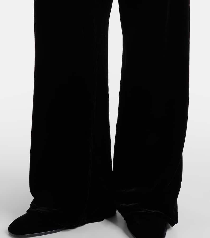 Asceno Austin Velvet Wide-leg Pants In Black