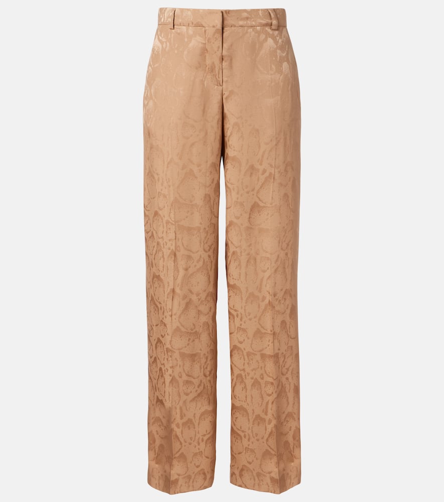 Stella Mccartney Silk-blend Wide-leg Pants In Brown