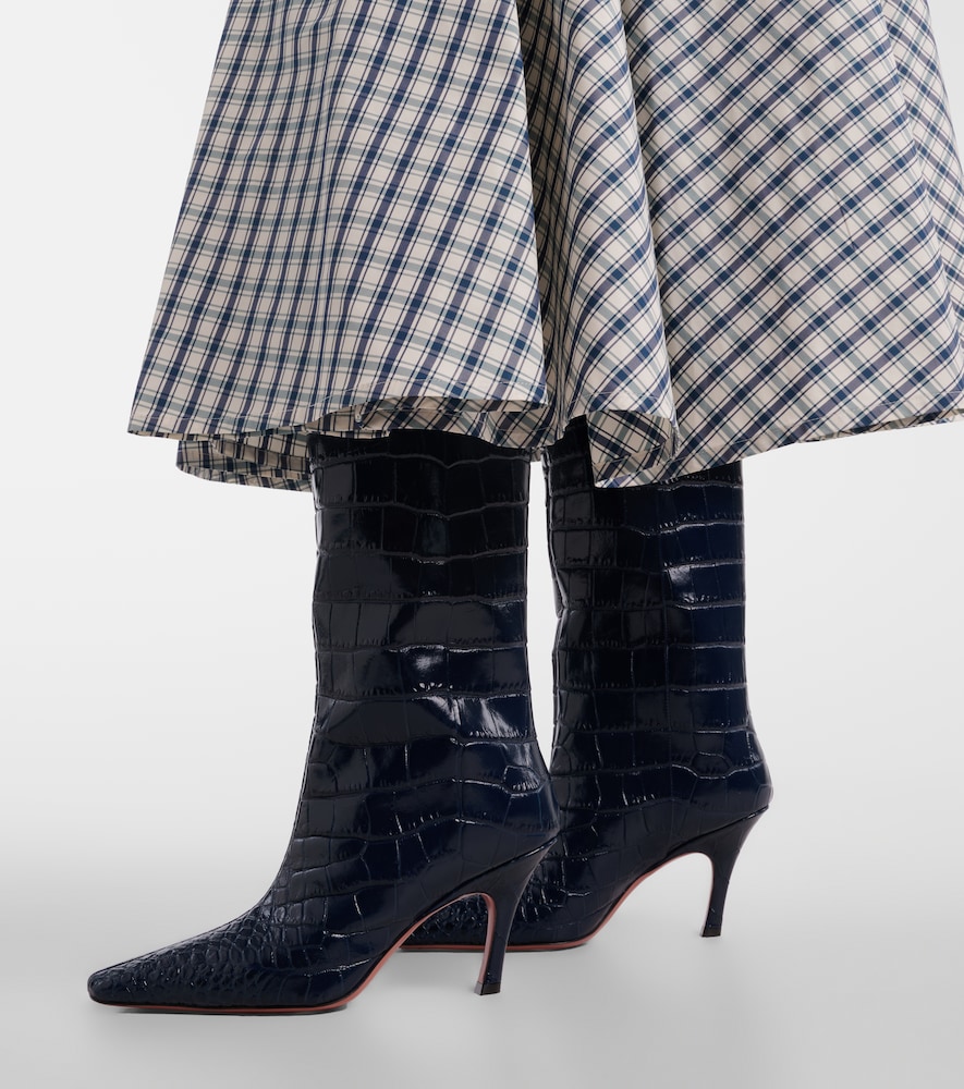 Mona Croc-Effect Knee-High Boots