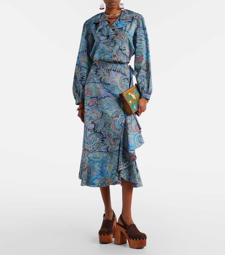 Etro Paisley ruffled cotton-blend shirt
