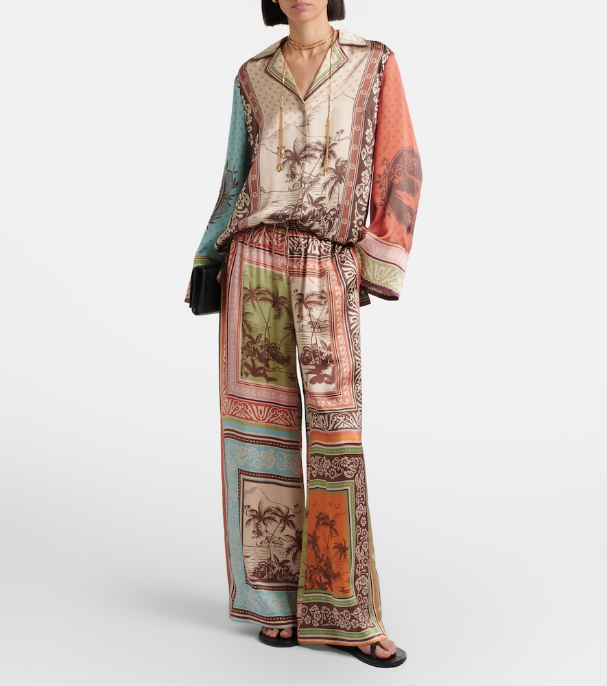 Alémais Alberta Printed Silk Satin Shirt