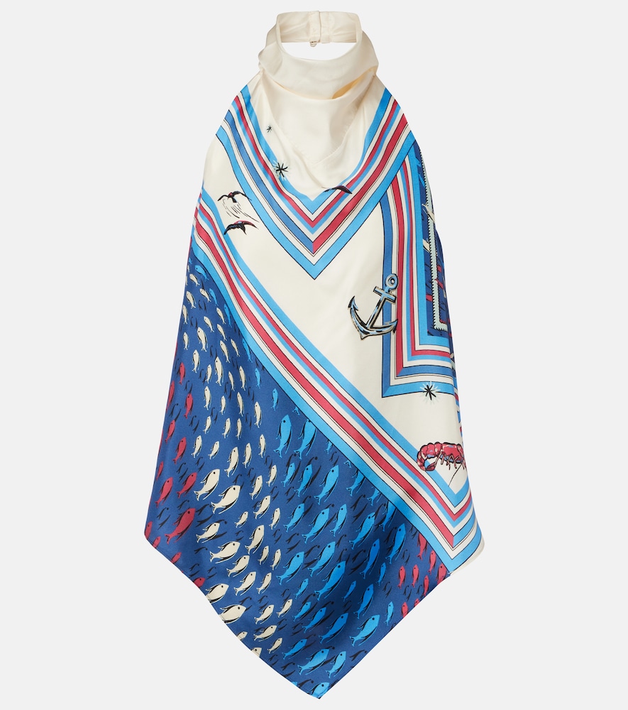 Alemais Alémais Apollo printed silk satin top
