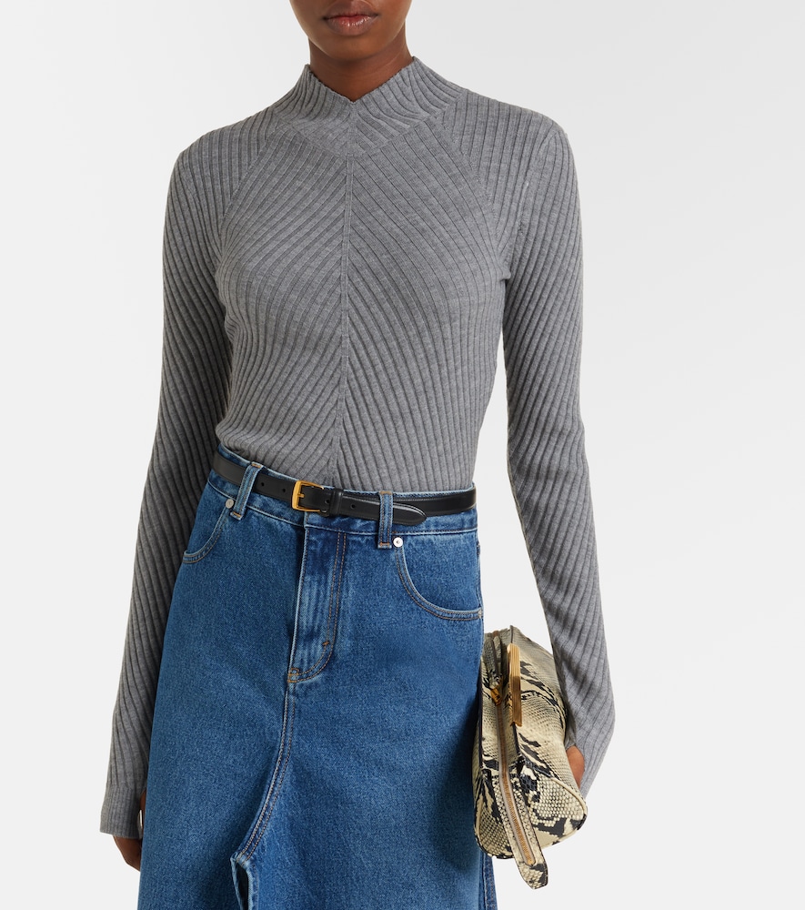 Victoria Beckham Georgia ribbed-knit wool top