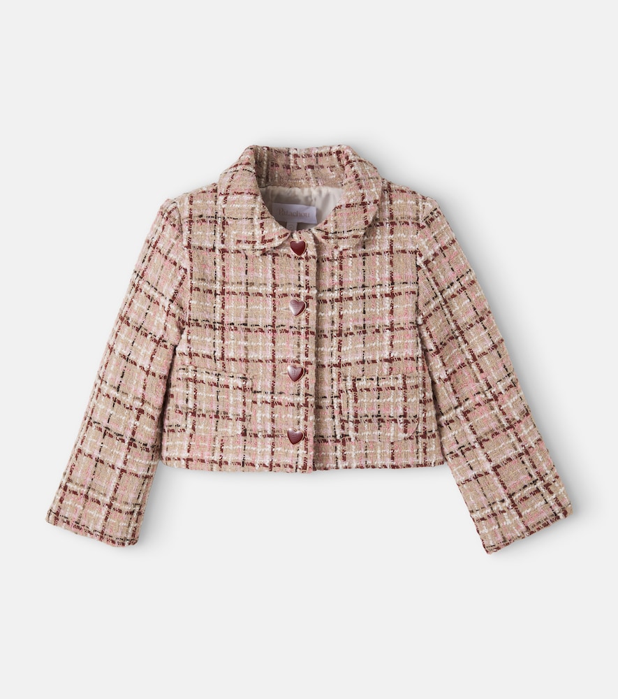Patachou Kids' Tweed Jacket In Bordeaux
