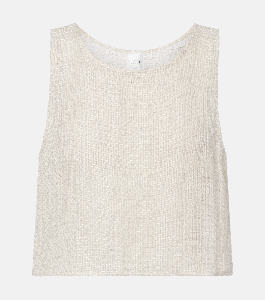 Leset Stella sequined linen-blend tank top
