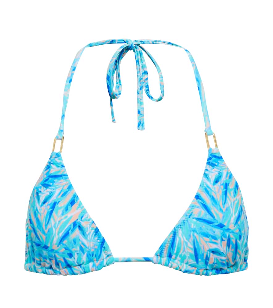 Melissa Odabash Cancun Printed Bikini Top In Blue Leaf