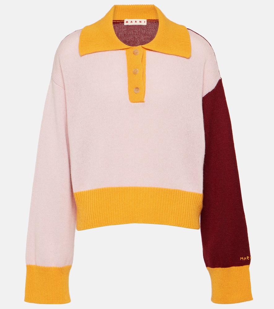 MARNI COLORBLOCKED CASHMERE POLO SHIRT