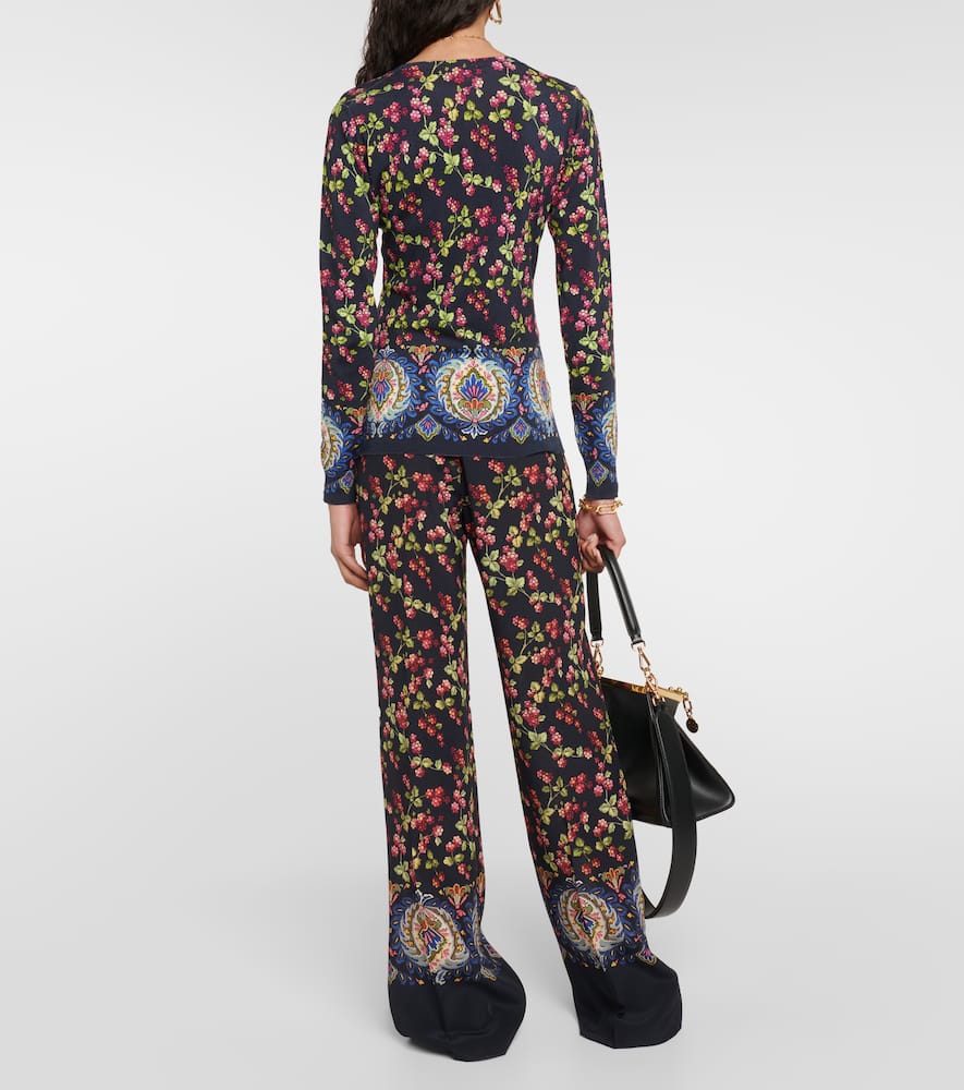 Etro Floral Patterned V-neck Knitted Top In Multicoloured