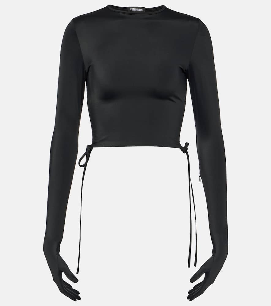 Tie-waist jersey crop top