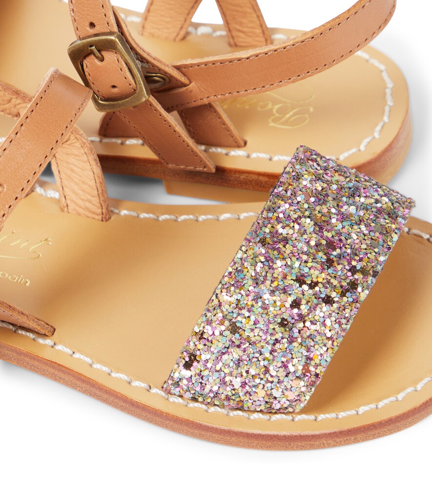  Bonpoint Bonpoint Apis Glitter Leather Sandals 
