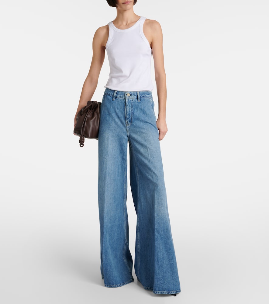 Shop Frame Extra Wide Leg High-rise Jeans In Blau