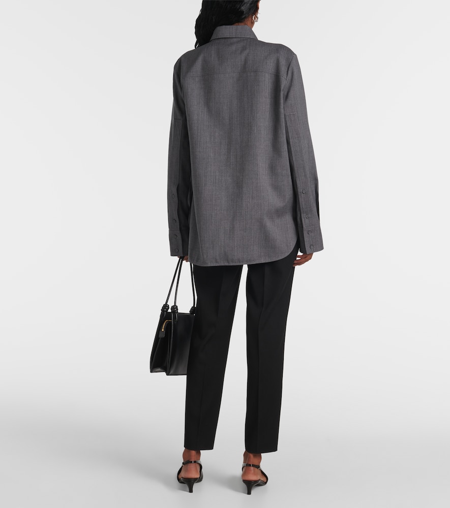 Jil Sander Belted Wool Shirt In Grey