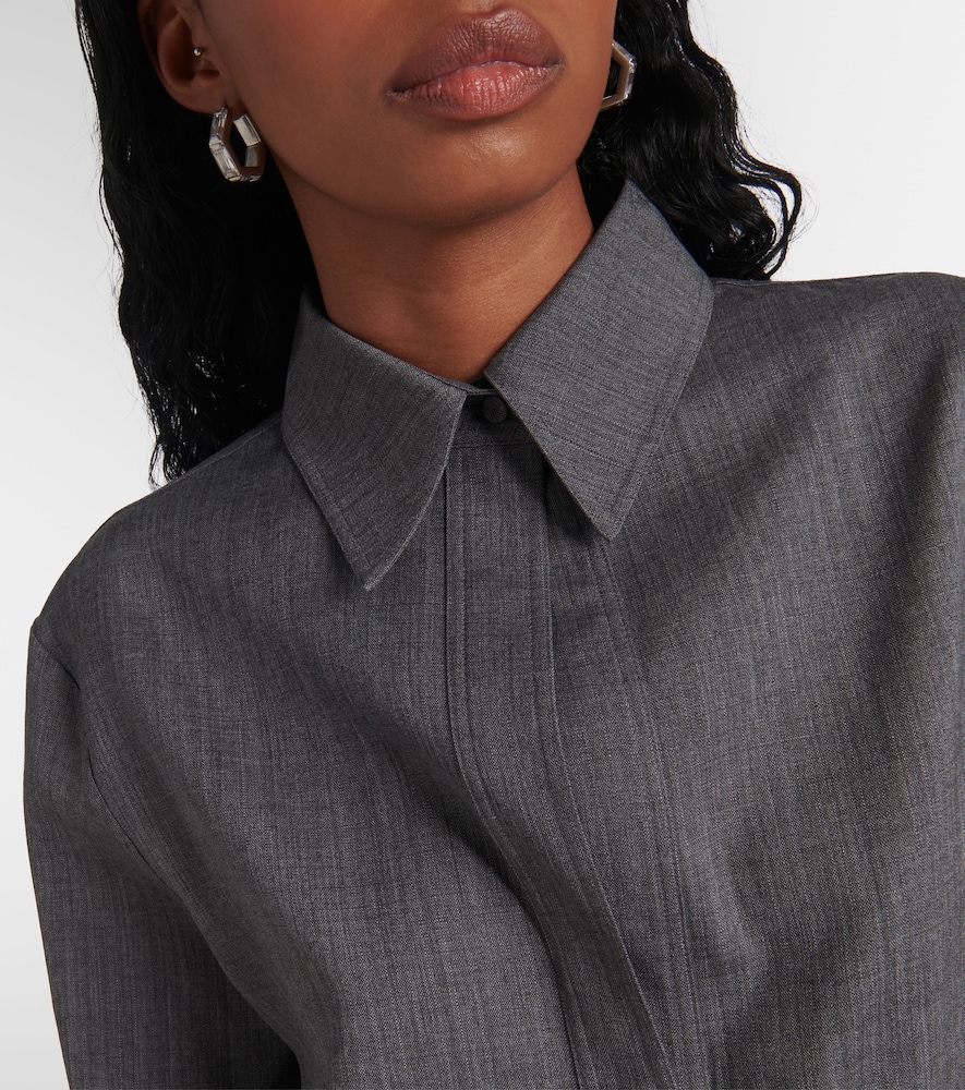 Jil Sander Belted Wool Shirt In Grey