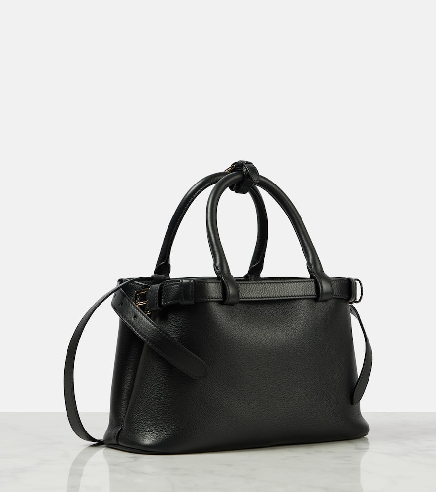 Prada Buckle Small Leather Tote Bag In Black