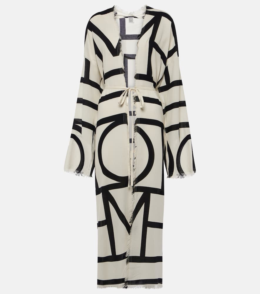 Monogram cotton wrap dress