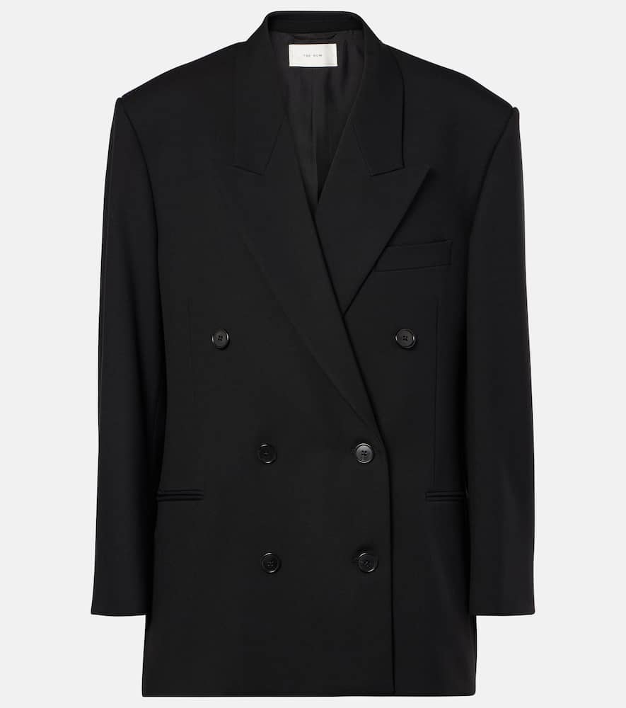 The Row Timoty Double Breast Wool Jacket In Schwarz