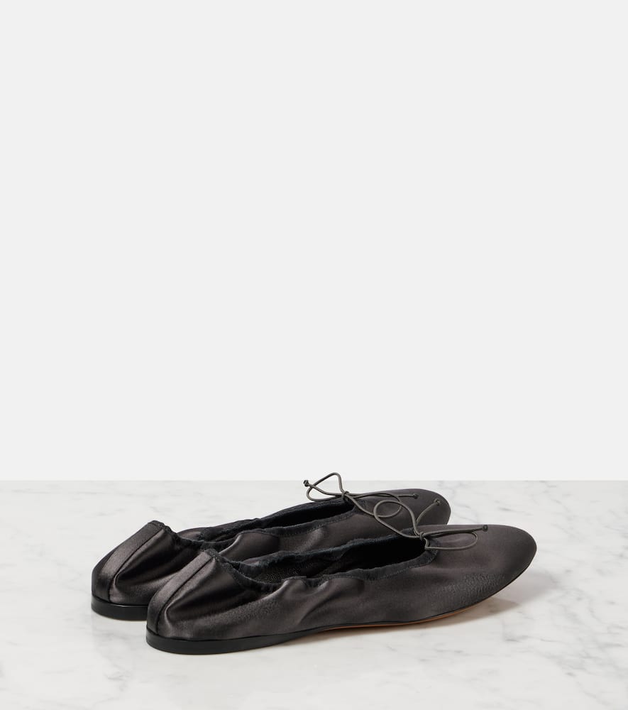 The Row Heirloom Bow Detail Ballet Flats In Grey