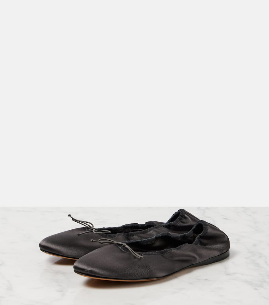 The Row Heirloom Bow Detail Ballet Flats In Grey
