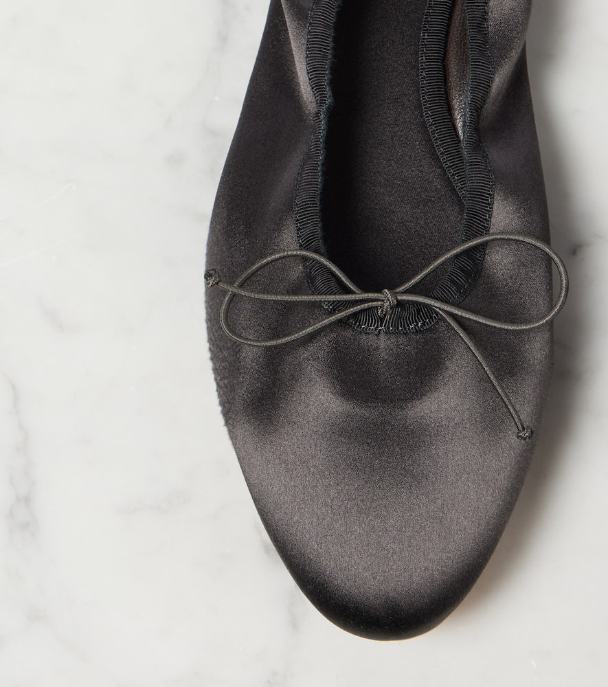 The Row Heirloom Bow Detail Ballet Flats In Grey