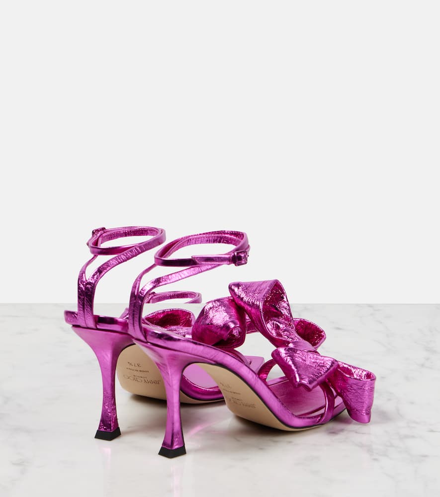 Jimmy Choo Staz 90 Metallic Leather Sandals In Pink