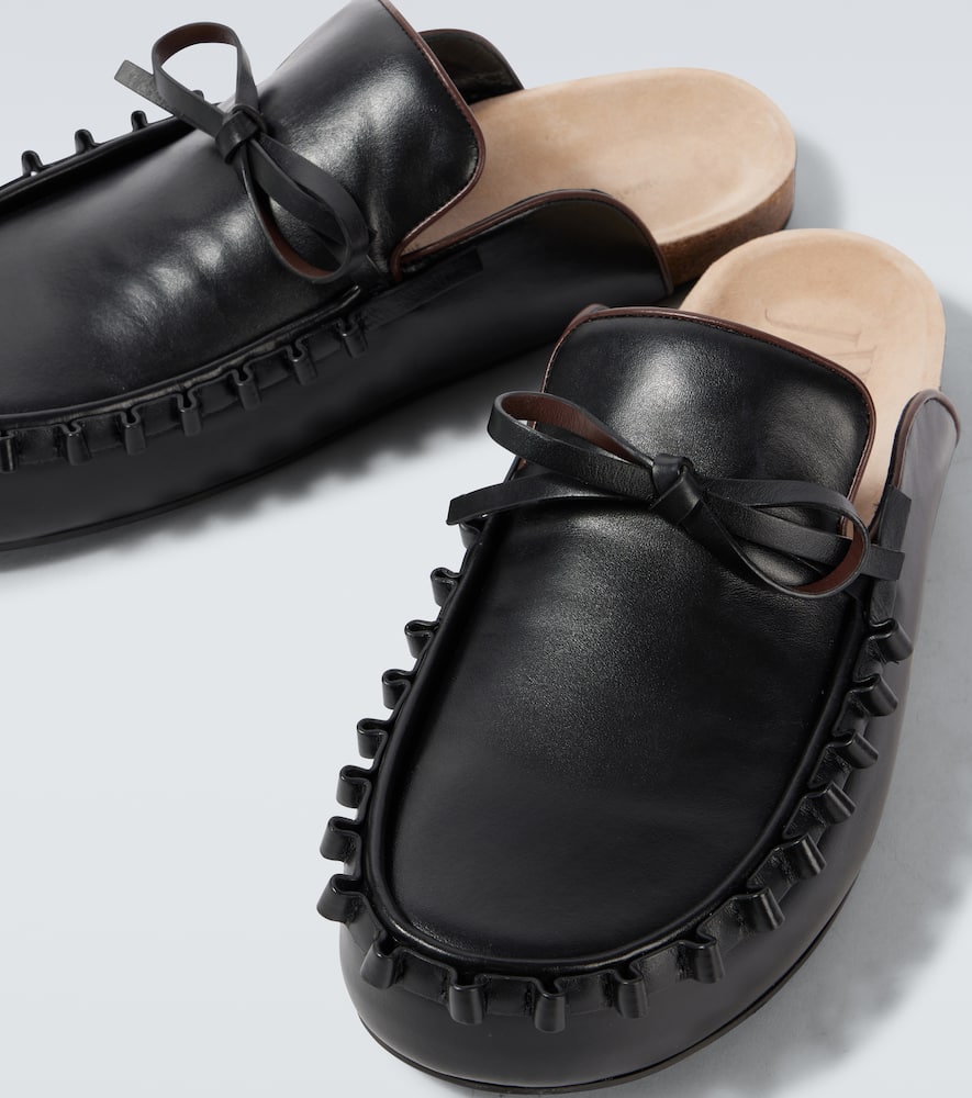 Jw Anderson Leather Slippers In Black
