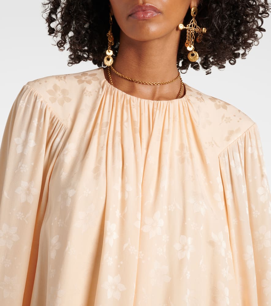 Chloé Chloe Gathered Floral Silk Jacquard Minidress In Neutral
