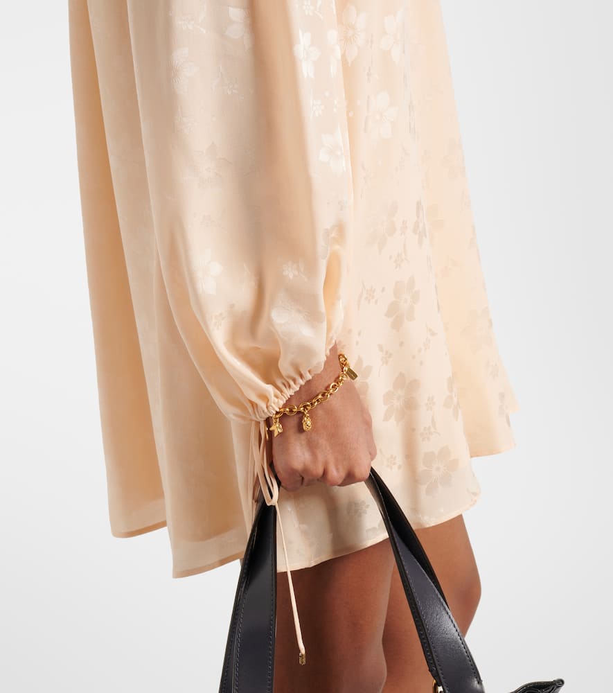 Chloé Chloe Gathered Floral Silk Jacquard Minidress In Neutral