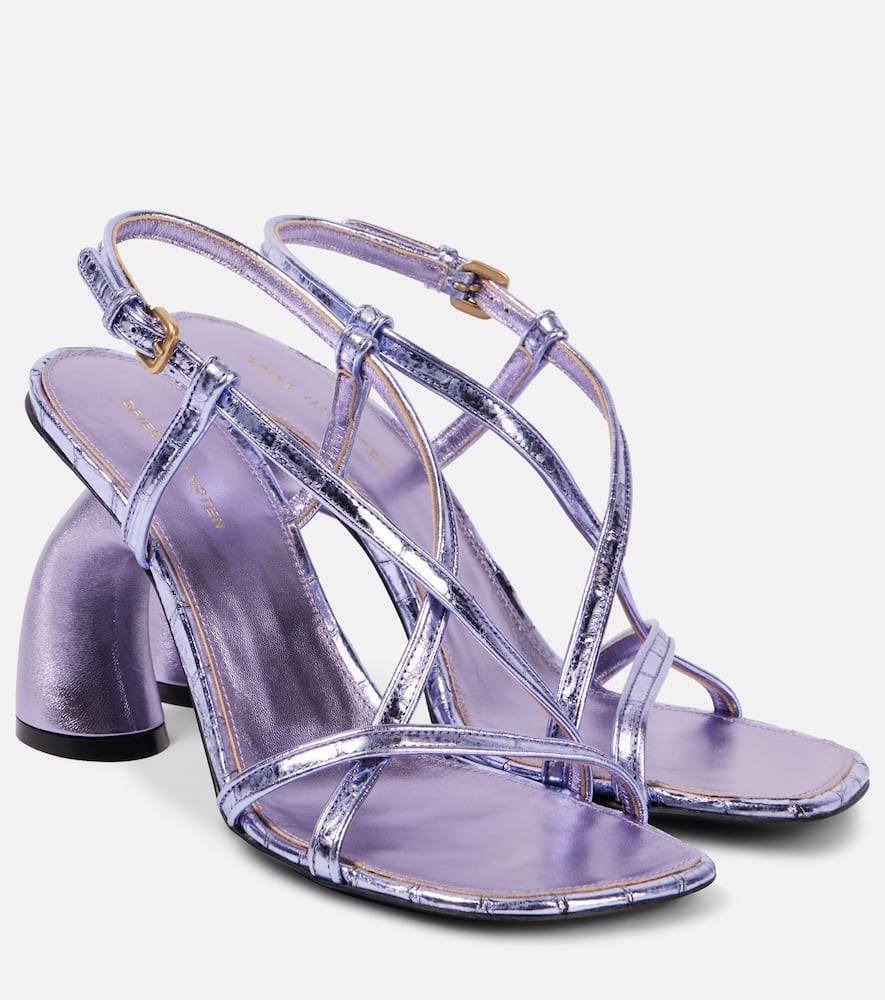 DRIES VAN NOTEN METALLIC LEATHER SANDALS