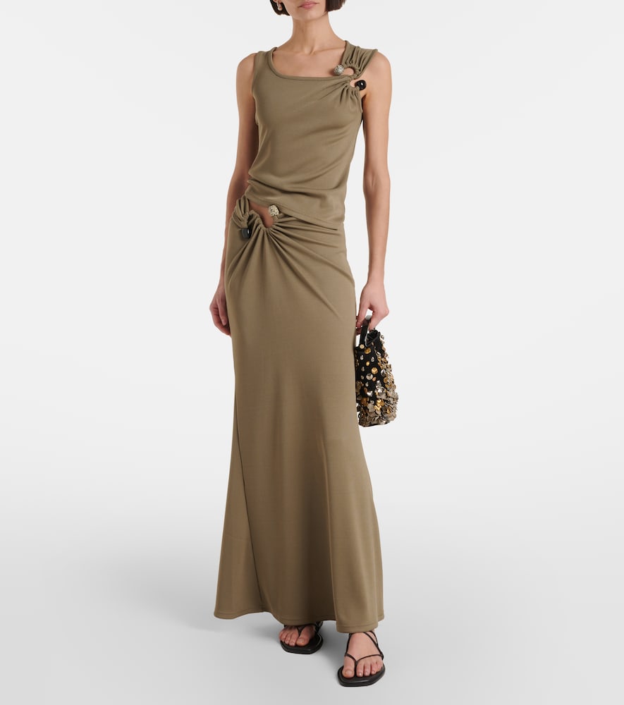  Christopher Esber Christopher Esber Embellished Ruched Jersey Maxi Skirt 