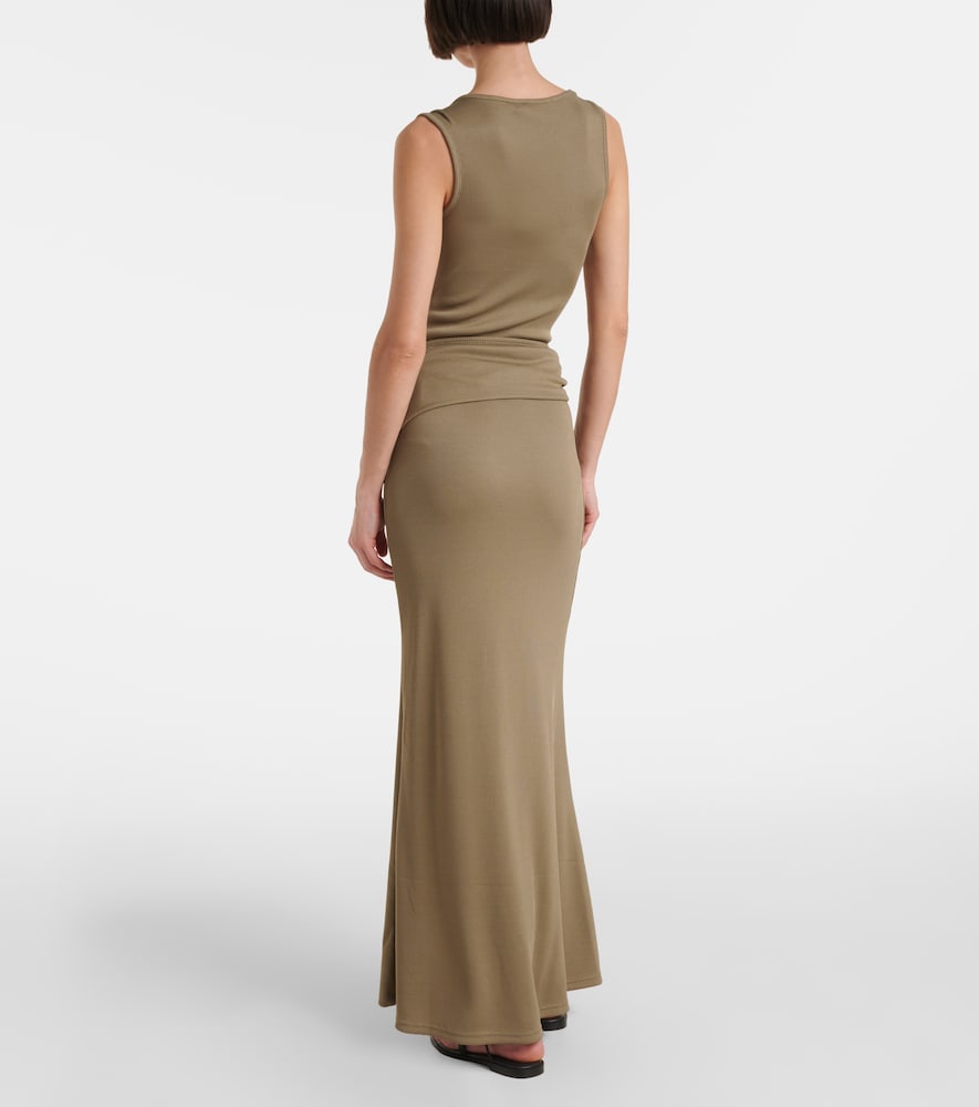  Christopher Esber Christopher Esber Embellished Ruched Jersey Maxi Skirt 