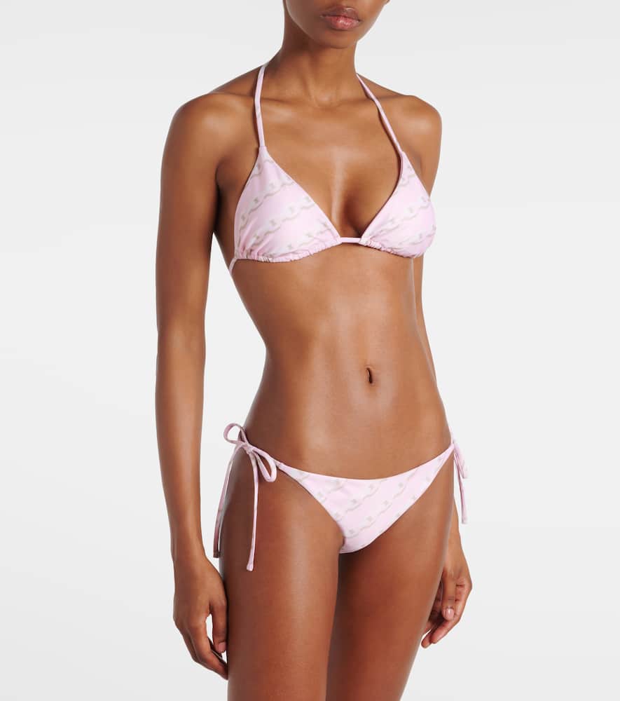 Versace Chain Print Bikini Bottom In Pastel Pink+milk