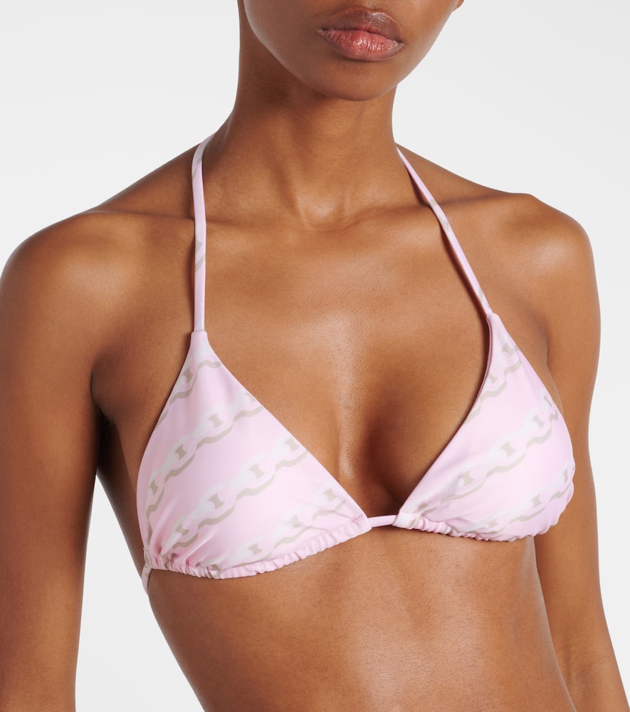 Versace Chain Print Bikini Bottom In Pastel Pink+milk