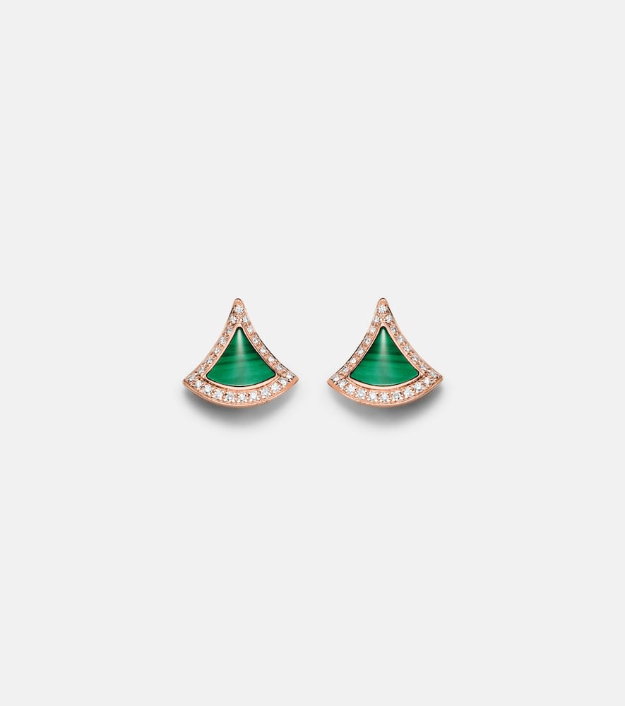 Bvlgari Divas' Dream 18kt rose gold earrings with malachite and diamonds