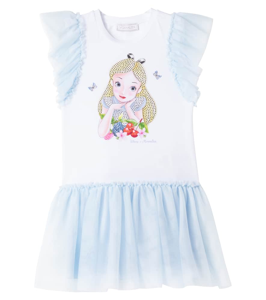 Monnalisa Cotton-blend jersey and tulle dress