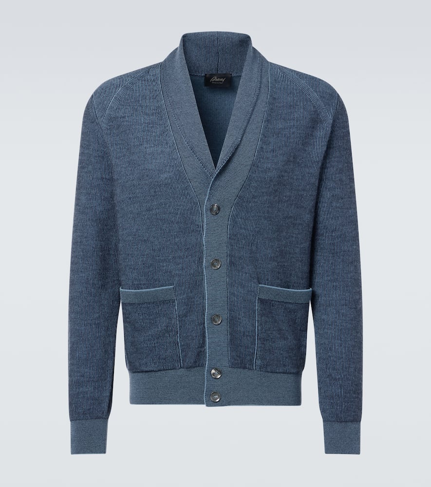 Brioni Cashmere And Wool Cardigan In Blue