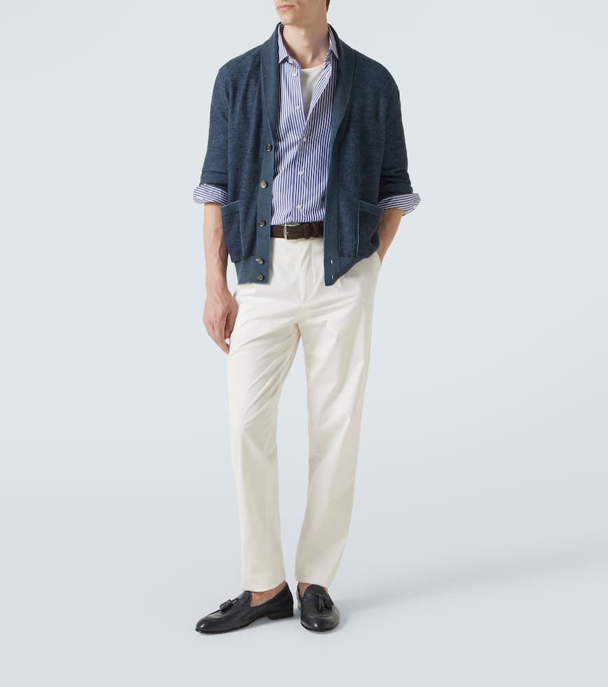 Brioni Cashmere And Wool Cardigan In Blue