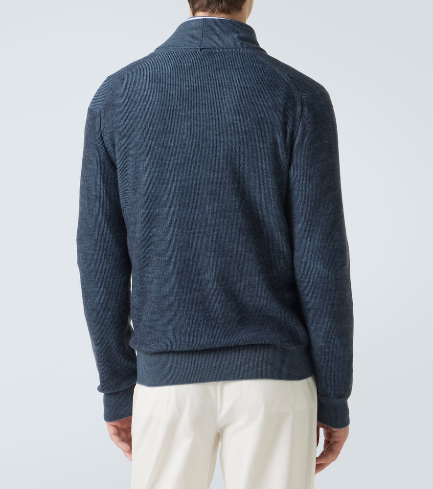 Brioni Cashmere And Wool Cardigan In Blue