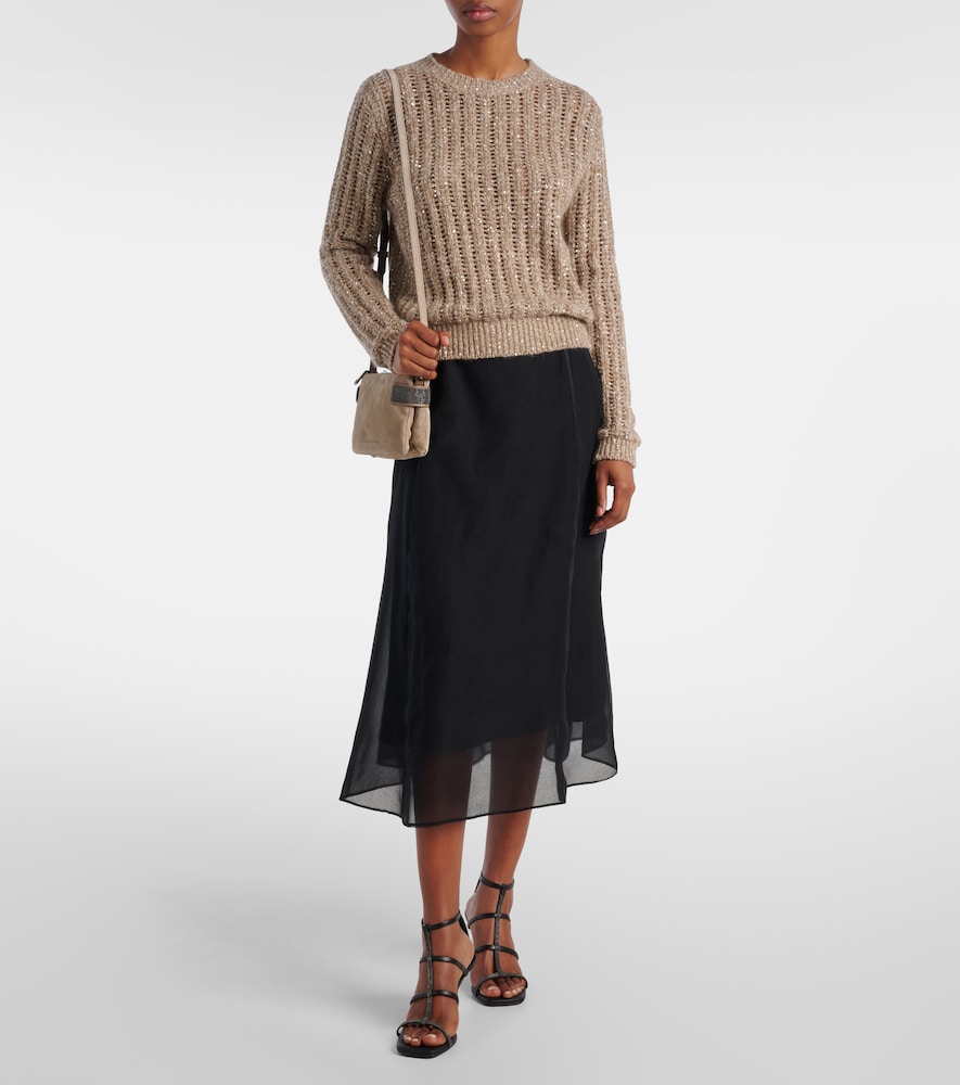 Brunello Cucinelli Silk organza midi skirt