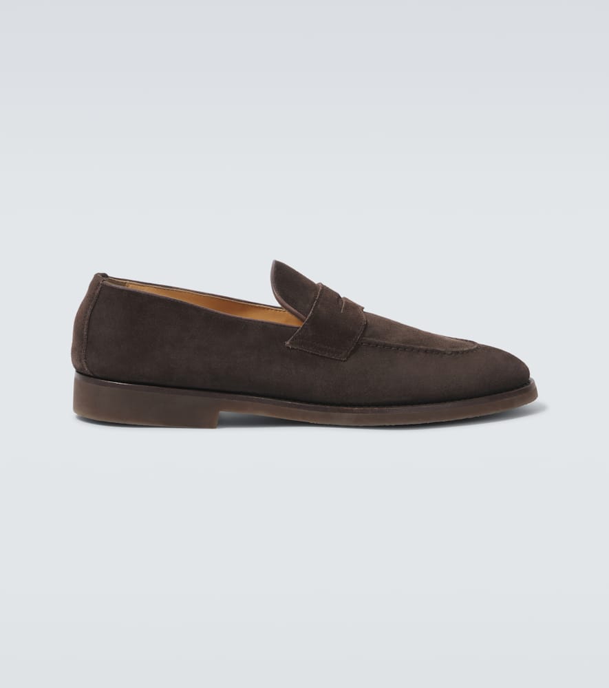 Suede penny loafers