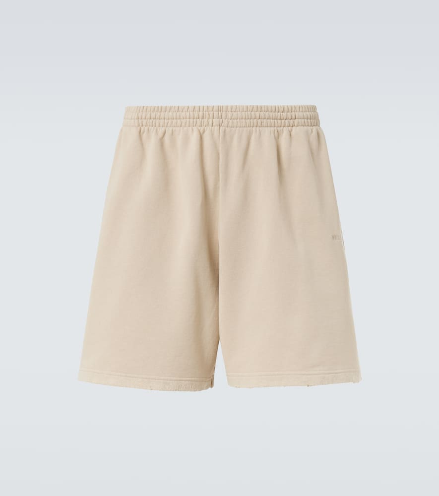 Back distressed logo cotton shorts