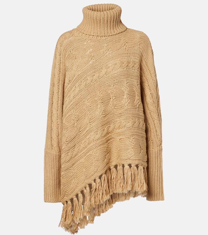 Goldbergh Asymmetric Turtleneck Wool-blend Sweater In Gold