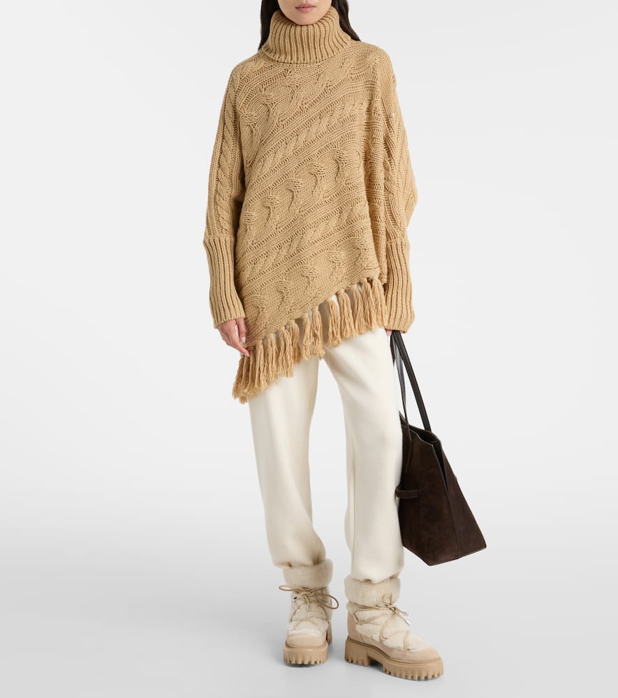 Goldbergh Asymmetric Turtleneck Wool-blend Sweater In Gold