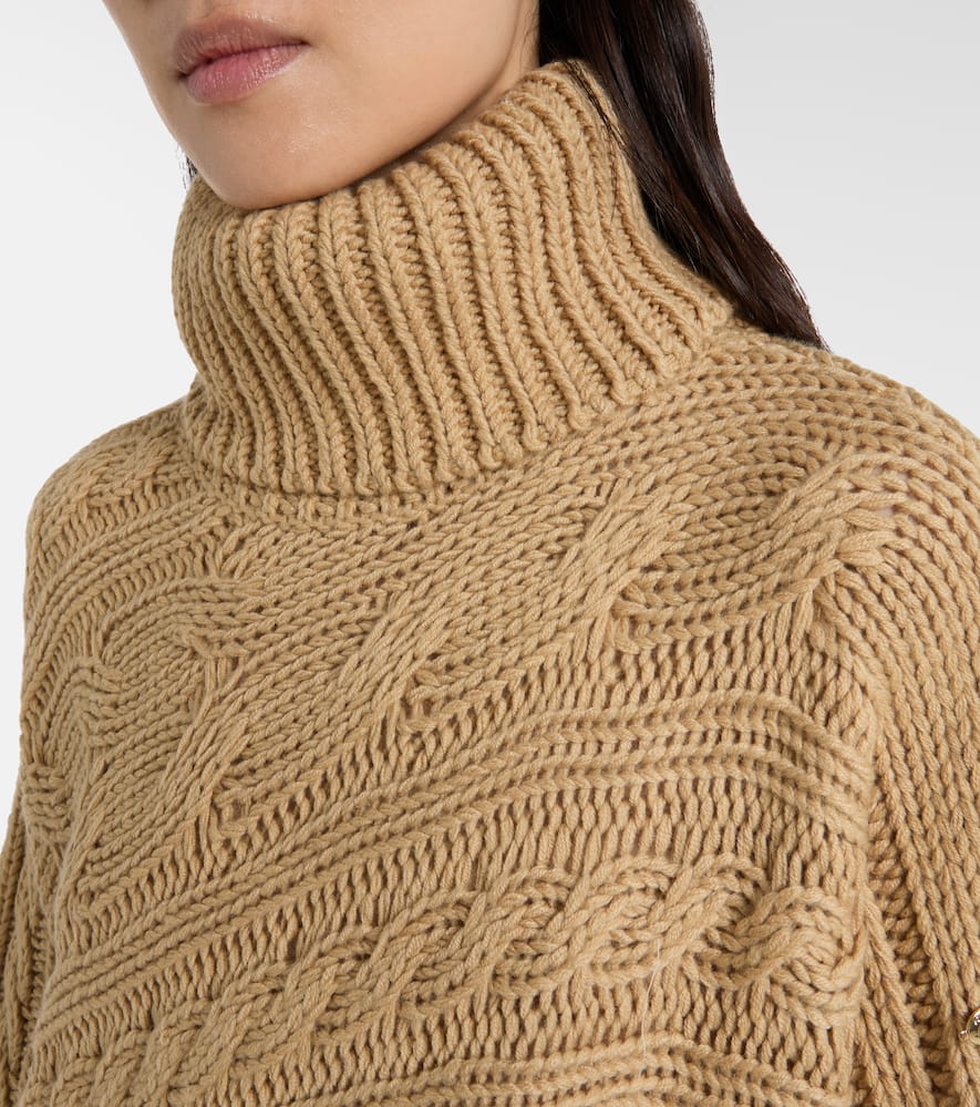Goldbergh Asymmetric Turtleneck Wool-blend Sweater In Gold