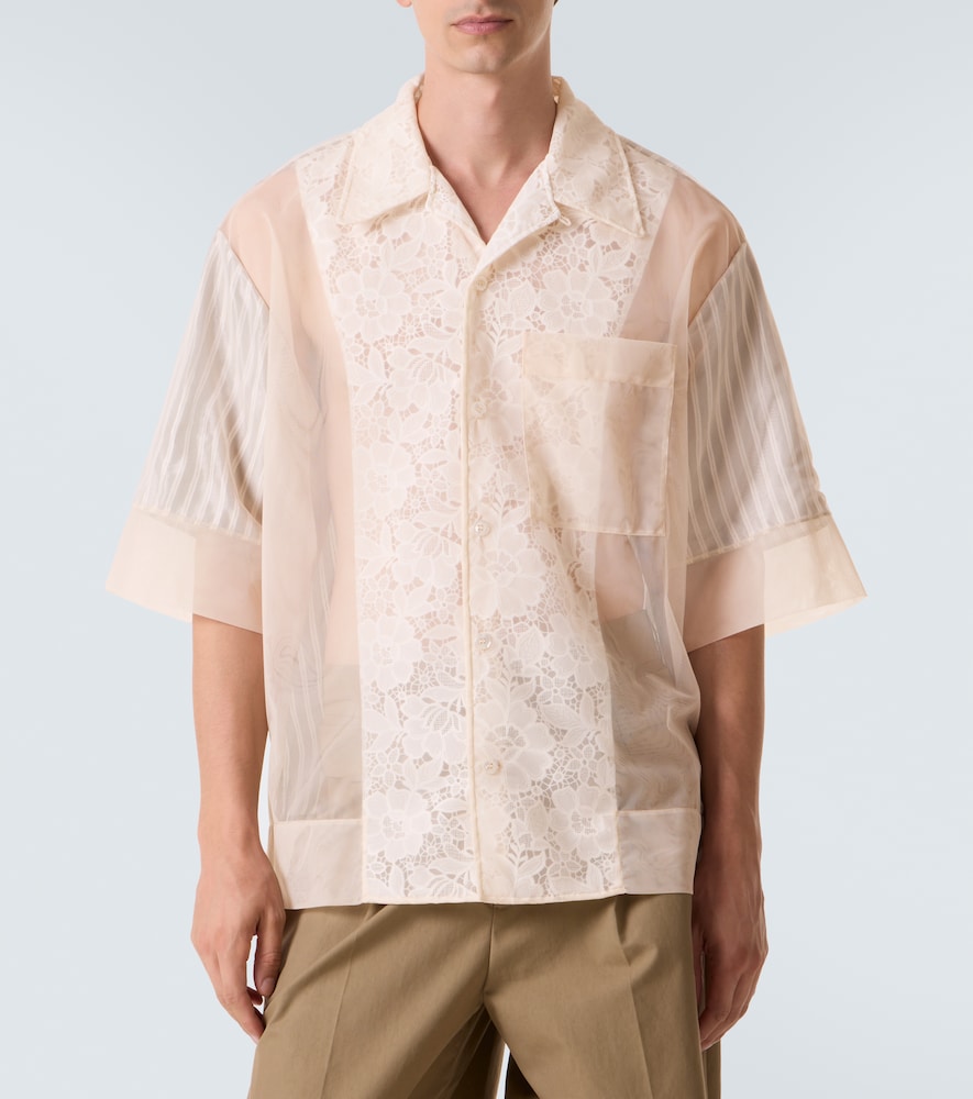  Simone Rocha Simone Rocha Camisa Bowling De Encaje Con Patchwork 