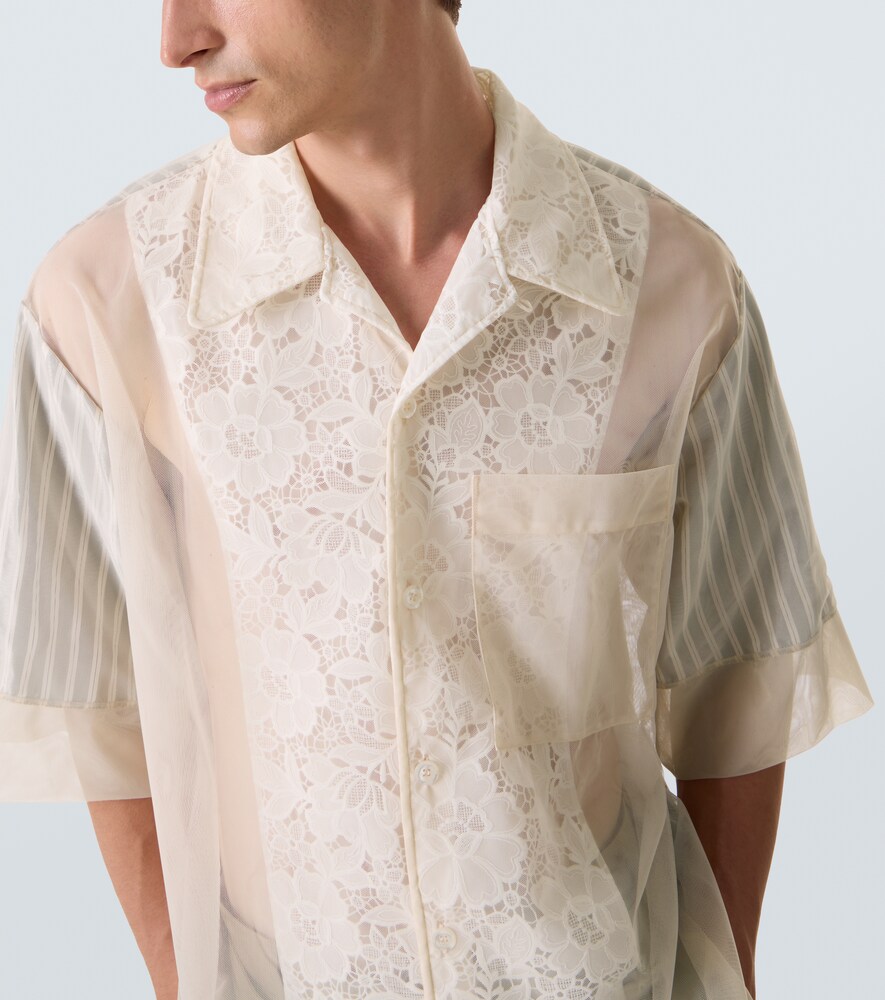  Simone Rocha Simone Rocha Camisa Bowling De Encaje Con Patchwork 
