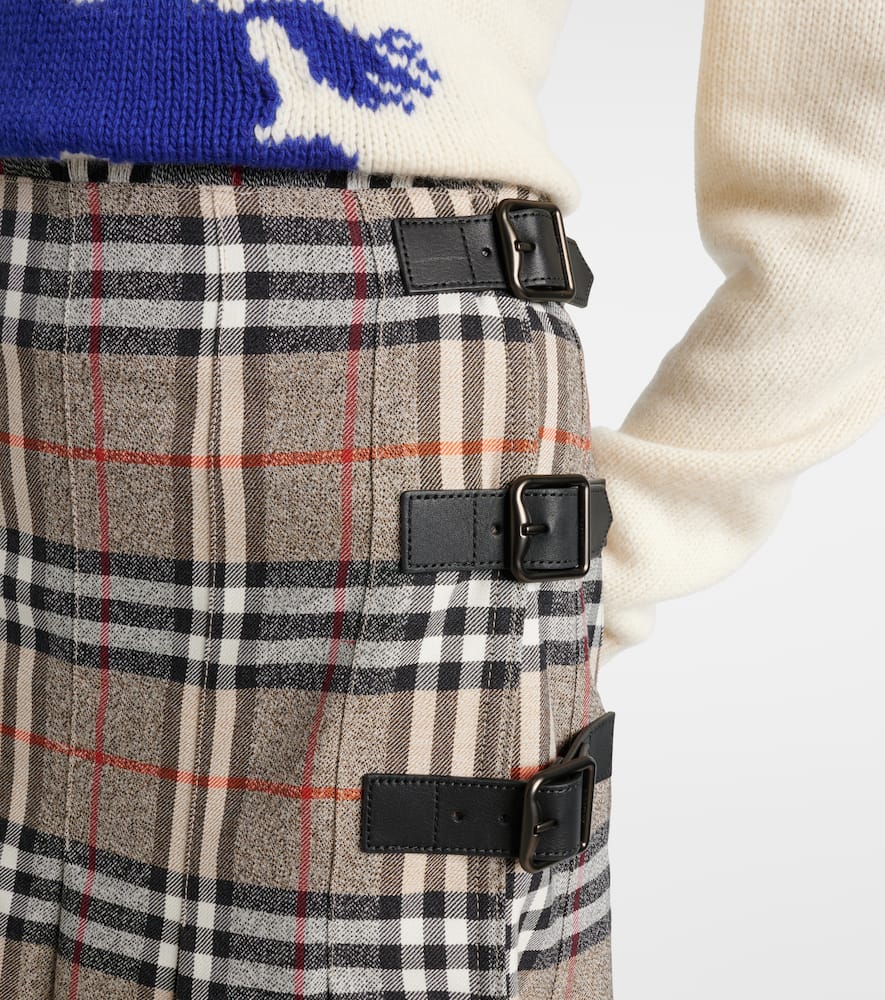Burberry Check Wool Midi Skirt In Multi