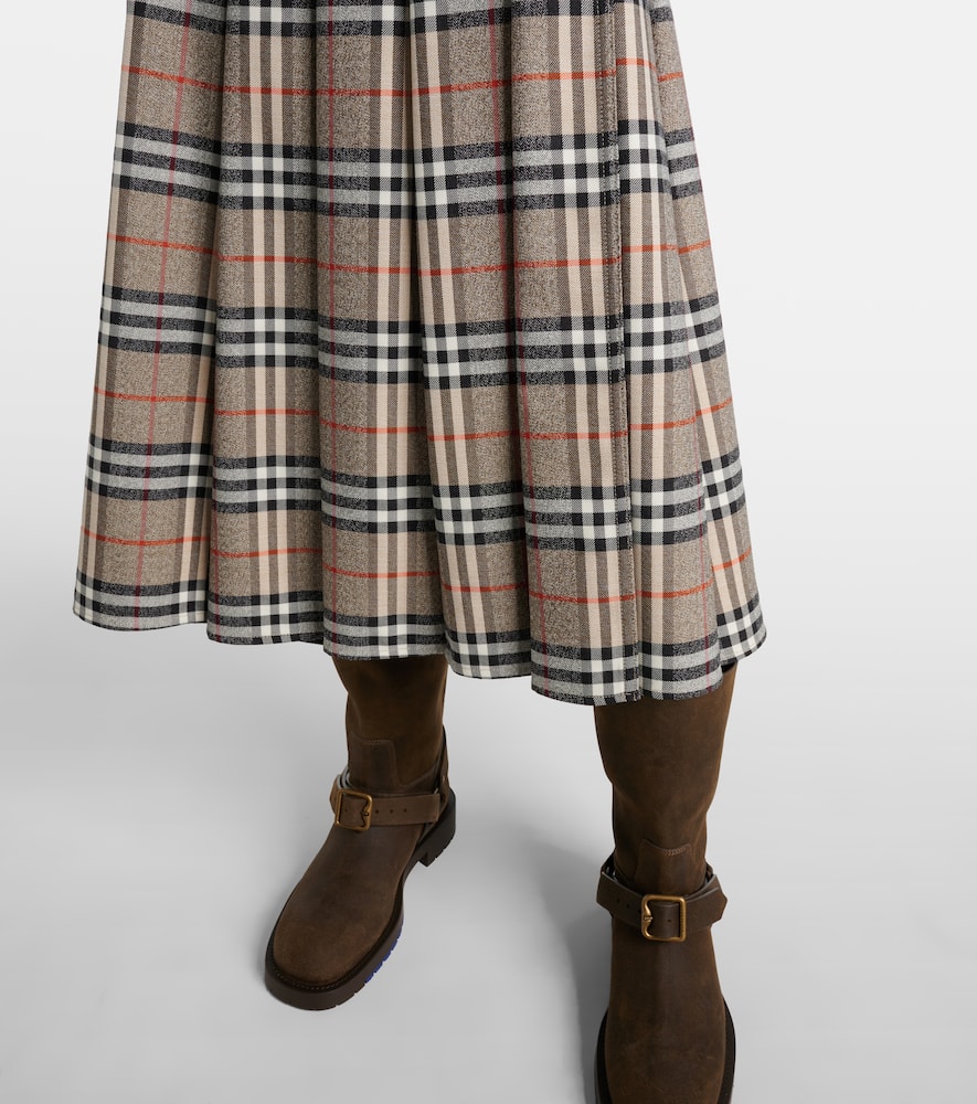Burberry Check Wool Midi Skirt In Multi