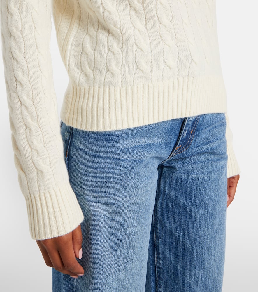 Polo Ralph Lauren Wool And Cashmere Polo Shirt With Cable Knit In White