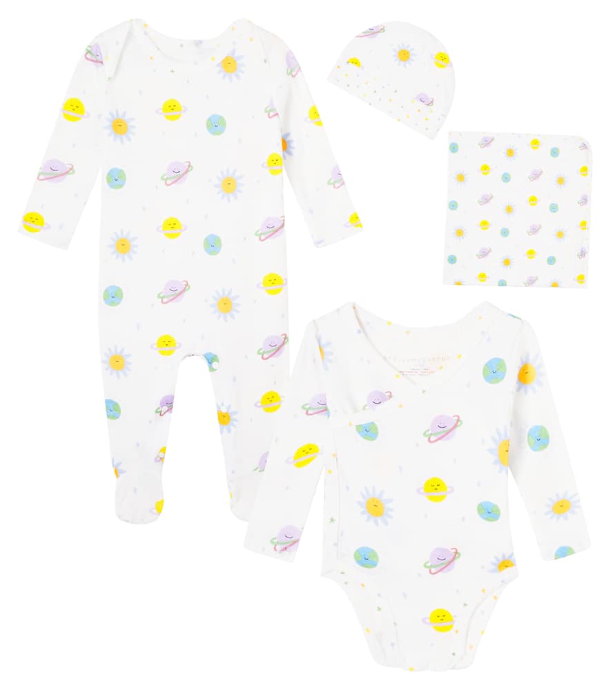 Stella Mccartney Baby Cotton Romper, Hat, Bodysuit, And Blanket Set In White